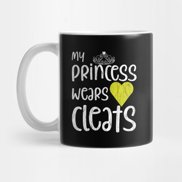 My Princess Wears Cleats Softball Team Heart Crown by jkshirts